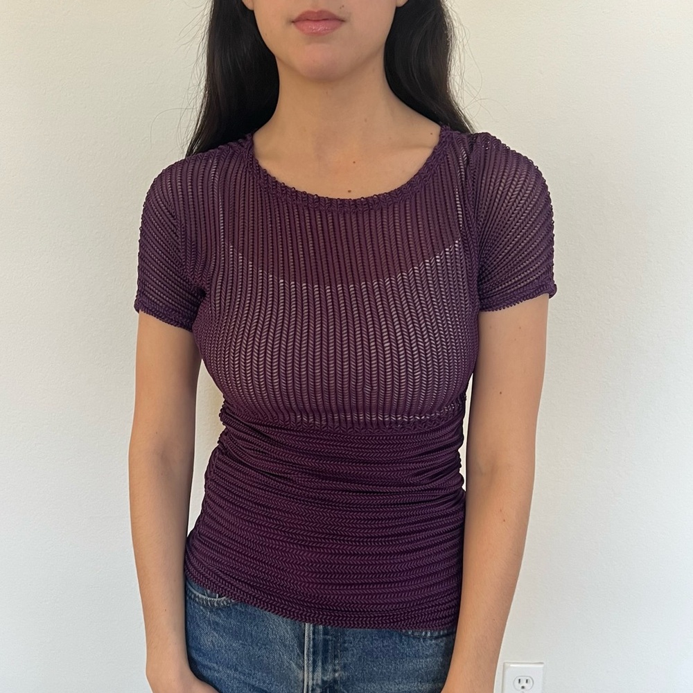 Y2K Body Central Purple Knit Short Sleeve Top